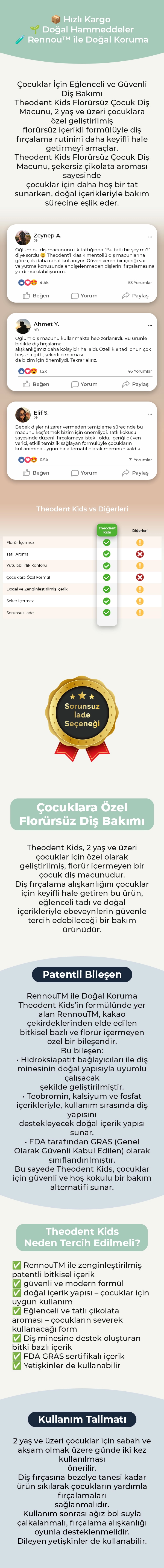 Theodent Kids Florürsüz Çocuk Diş Macunu | Eğlenceli Diş Bakımı
