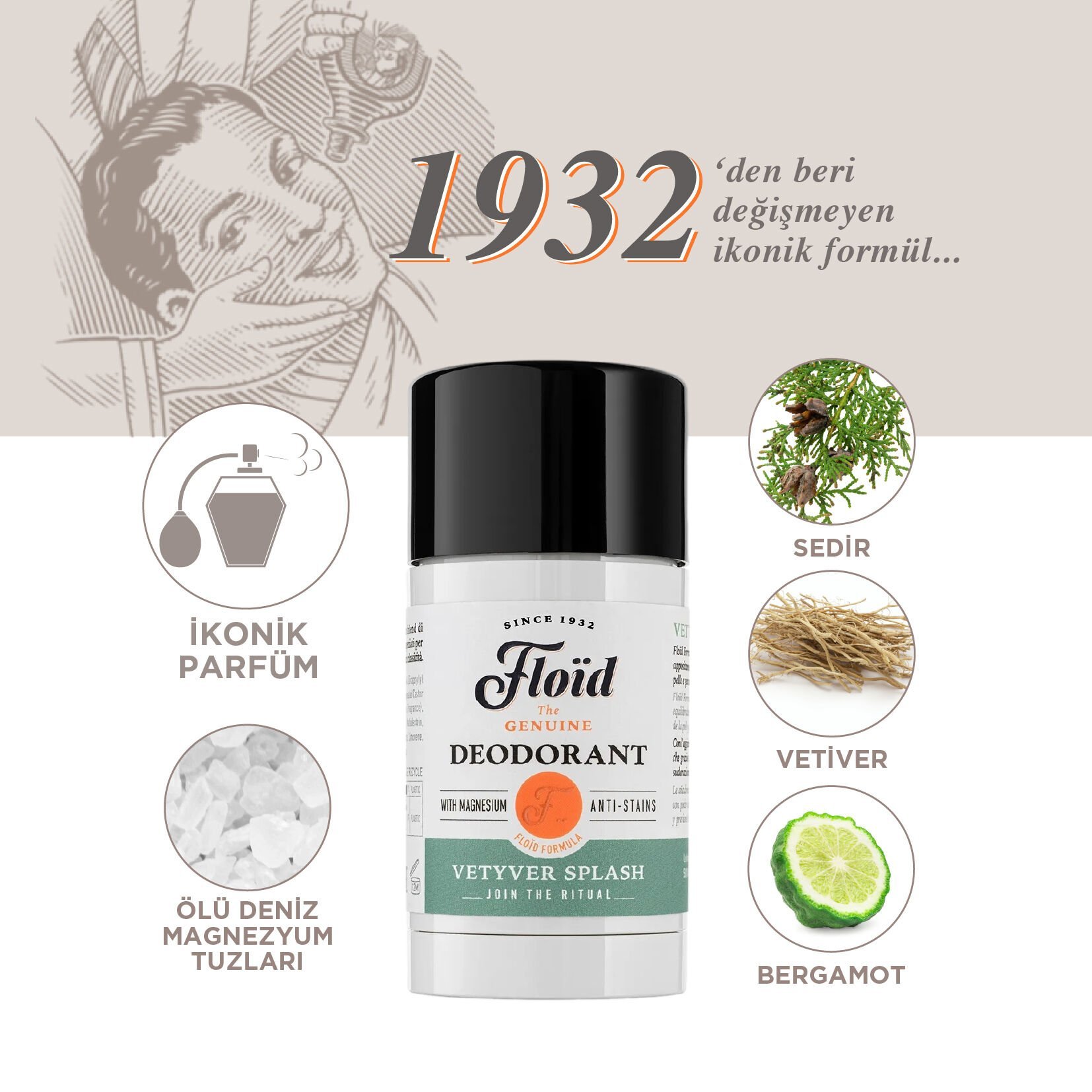 Floïd Stick Deodorant  Vetyver Splash