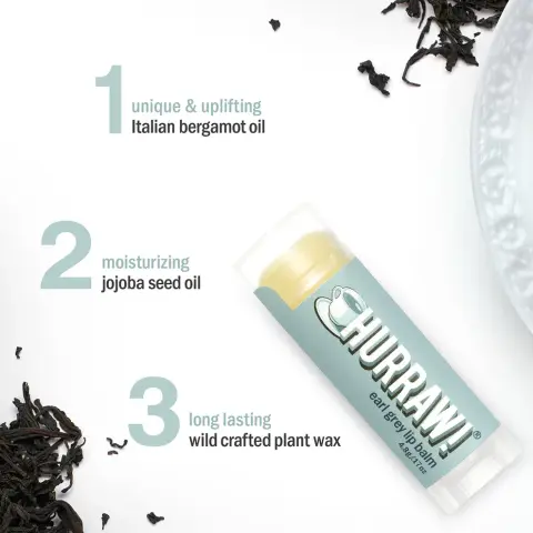 Hurraw! Earl Grey Lip Balm - Bergamot Özlü & Çay Aromalı