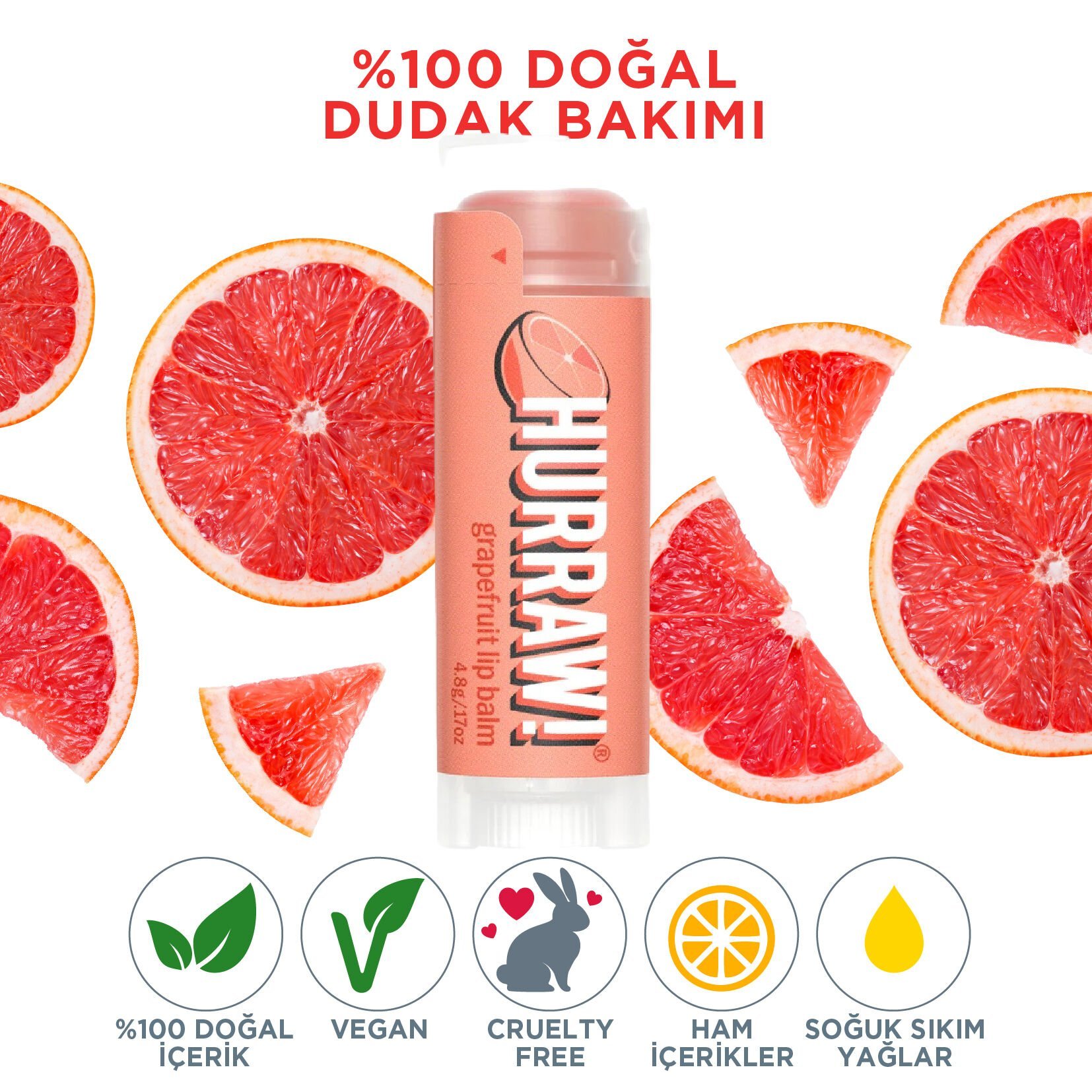 Hurraw! Grapefruit Lip Balm