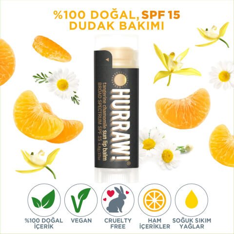 Hurraw! Sun Protection Lip Balm SPF 15 - Güneş Koruyucu