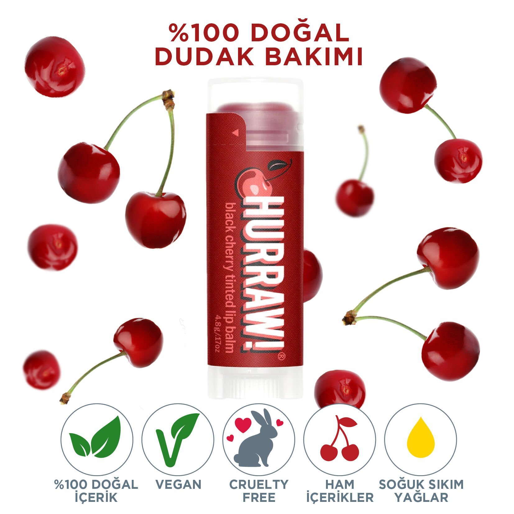 Hurraw! Black Cherry Tinted Lip Balm