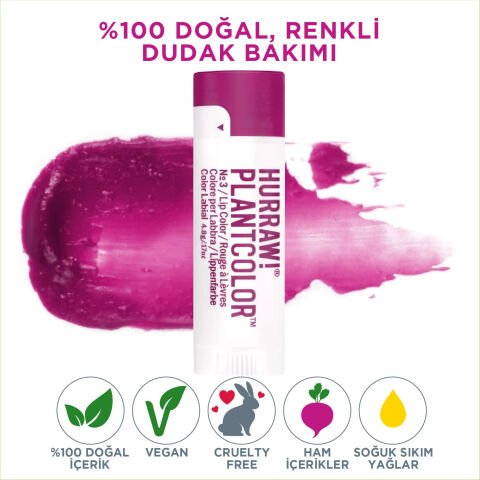Hurraw! Plantcolor™ No 3 Dudak Balmı - %100 Bitkisel Yoğun Renk