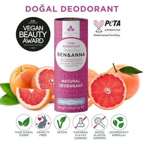 Ben&Anna Doğal Deodorant – Pink Grapefruit - 40 mg