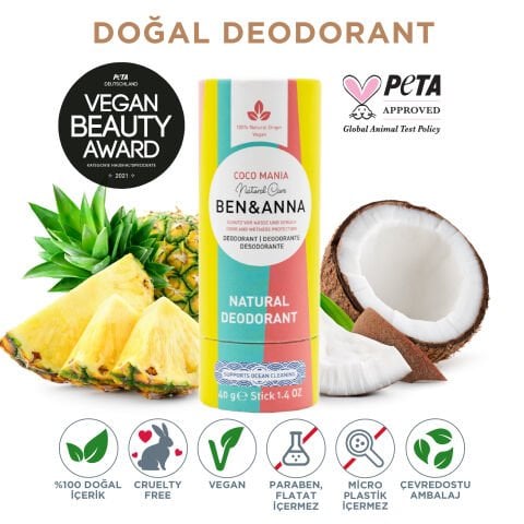 Ben&Anna Doğal Deodorant – Coco Mania - 40 mg