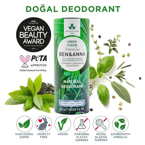 Ben&Anna Green Fusion Doğal Deodorant 40 gr - Yeşil Çaylı