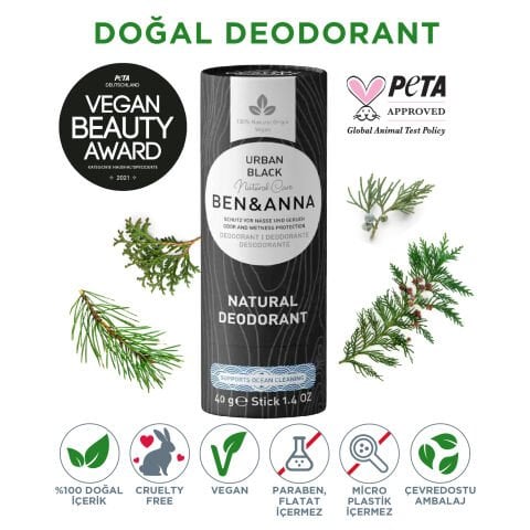 Ben&Anna Doğal Deodorant – Urban Black - 40 mg