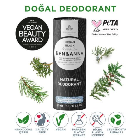 Ben&Anna Urban Black Doğal Deodorant 40 gr - Sedir ve Odunsu