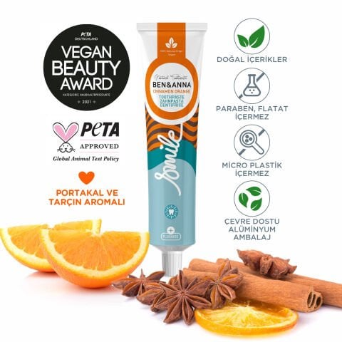 Ben&Anna Tarçın ve Portakal Aromalı Diş Macunu